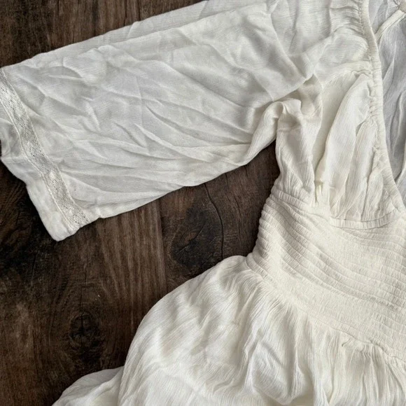 Free People Dixie Lace Smocked Panel Maxi Dress, Egret (White), L (NWOT) - Picture 12 of 16